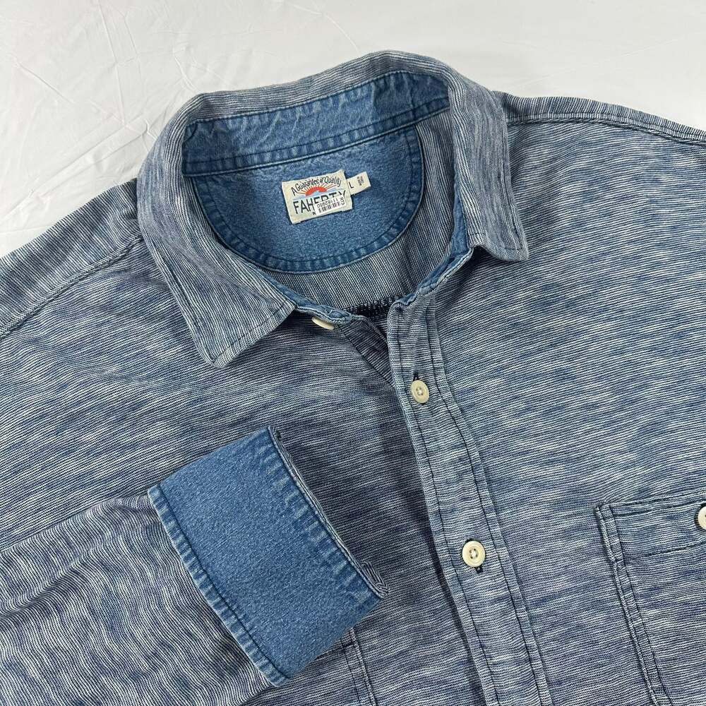 Faherty Denim Men's Long Sleeve Button Down Shirt in Blue Lightweight Size Large